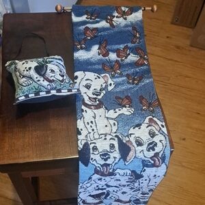 Disney Dalmatian Tapestry w/Butterflies - Banner & Small Pillow 2 Piece -So Cute